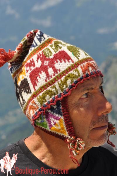 Bonnet Péruvien en laine d'alpaga pour homme ou femme