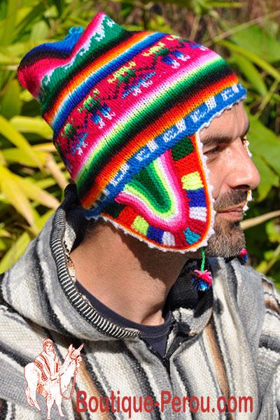 Bonnet péruvien homme arco iris bleu - Bonnet péruvien homme - HOMME -  Boutique Pérou