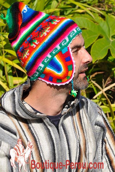 Bonnet péruvien homme arco iris vert - Bonnet péruvien homme - HOMME -  Boutique Pérou