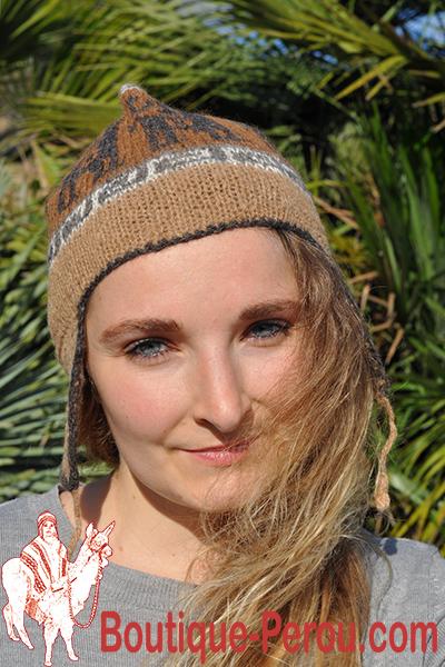 Bonnet d'hiver tricote a la main - Bonnets peruviens - FEMME - Boutique  Pérou