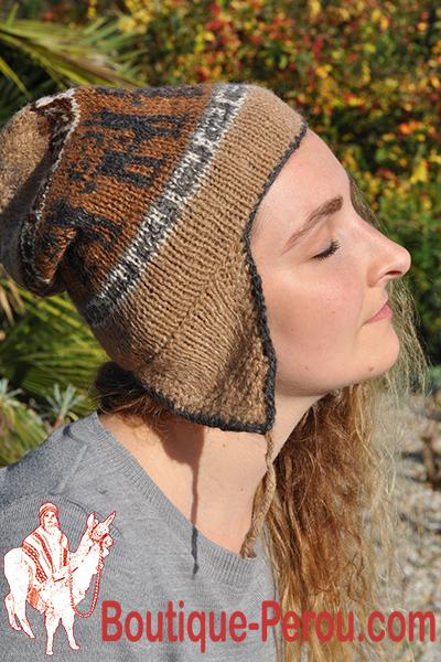 Bonnet d'hiver tricote a la main - Bonnets peruviens - FEMME - Boutique  Pérou