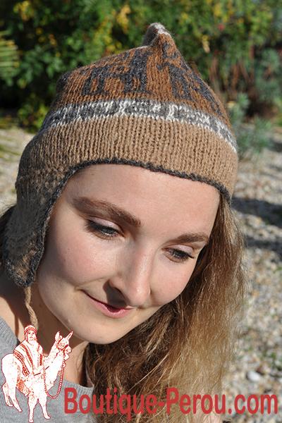 Bonnet d'hiver tricote a la main - Bonnets peruviens - FEMME - Boutique  Pérou