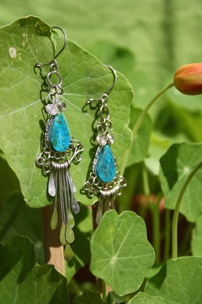 Boucles d'oreilles fait main en pierre turquoise
