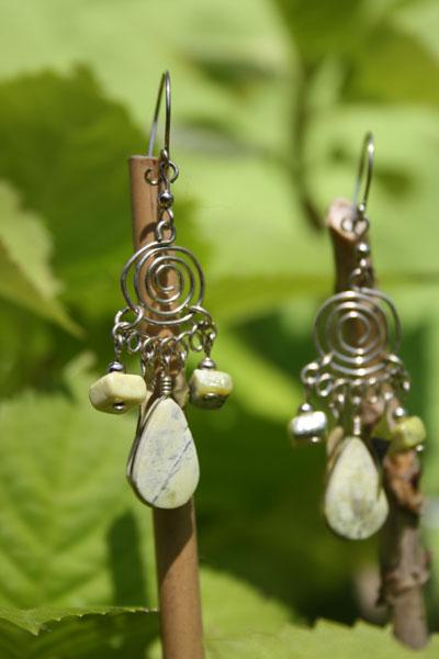 Boucles d'oreilles en pierre serpentine modèle nazca.