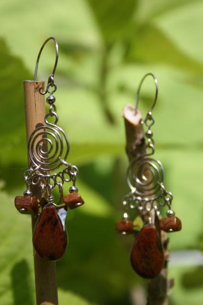 Boucles d'oreilles en pierre oeil de tigre.