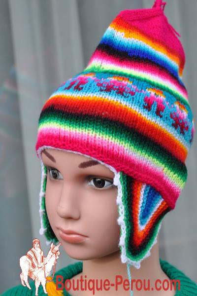 authentique bonnet péruvien enfant taille 3-5 ans environ
