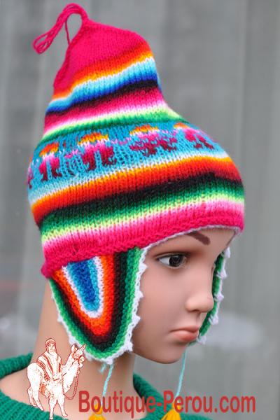 Véritable Bonnet Péruvien pour enfant, Chullo l'altiplano, bonnet péruvien  tricoté main, bonnet péruvien enfant, bonnet péruvien fait main -   France
