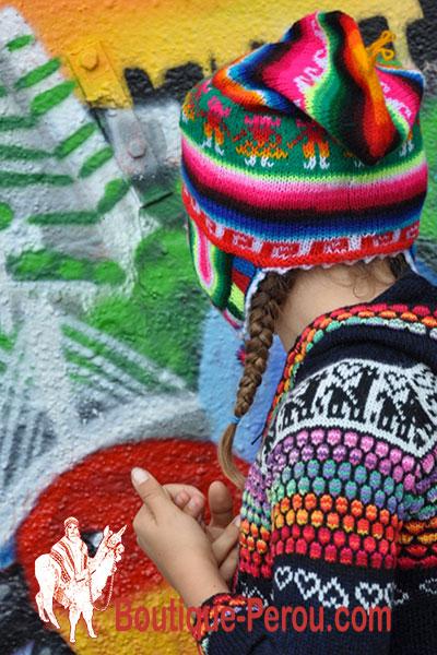 Bonnet péruvien enfant modèle cactus des Andes