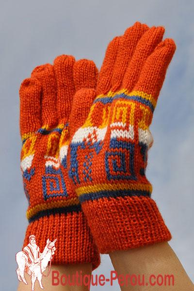 Gants tricotées en laine, mitaines courtes en orange brique, moufles de  femme et fille - Un grand marché