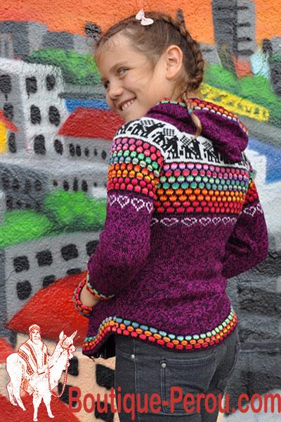 Gilet enfant à capuche avec un magnifique mélange de couleurs de  l'arc-en-ciel. - Gilets et vestes - ENFANT - Boutique Pérou