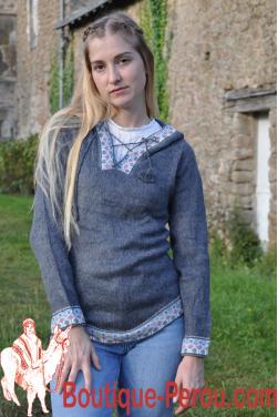 Pull femme fine laine d'alpaga couleur naturelle gris anthracite.