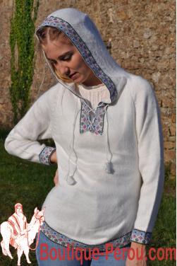 Pull péruvien manches longues et capuche