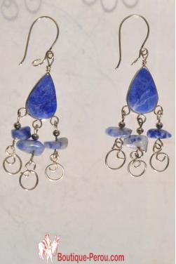 Boucles d'oreilles en pierre lapis-lazuli Kantuta 
