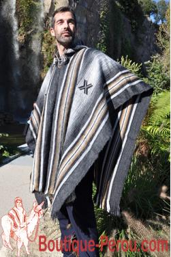 Poncho Chaman homme laine d'alpaga.