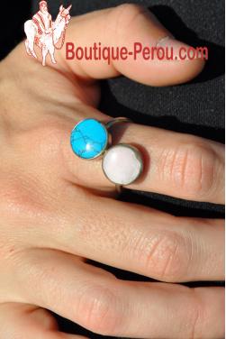 Bague Corazon en pierre turquoise et nacre