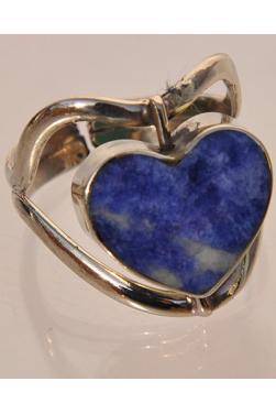 Bague coeur lapis-lazuli et turquoise