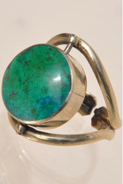 Bague jaspe rouge et turquoise peruvienne