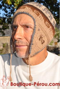 Bonnet péruvien homme blanc crème