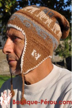 Bonnet péruvien homme couleur blanc des Andes