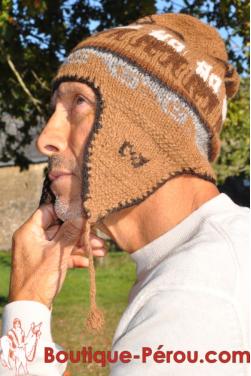 Bonnet péruvien homme couleur camel