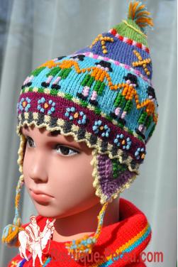 Bonnet enfant laine doublé polaire - Bonnets péruviens - Vêtements enfants  Poutali