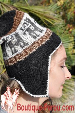 Bonnet péruvien ou chullo d'Ocongate incrusté de perles. - Bonnets peruviens  - FEMME - Boutique Pérou