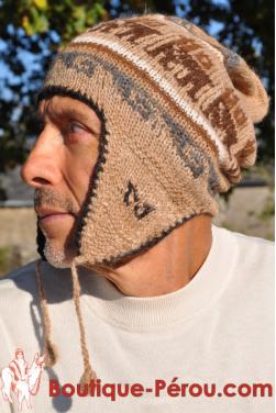 Bonnet péruvien homme blanc cassé