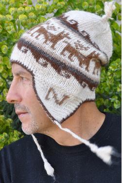 Bonnet péruvien homme blanc cassé