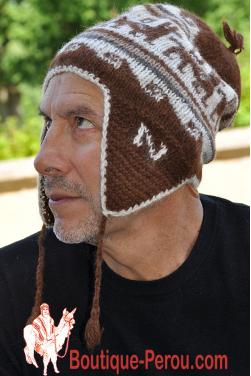 Bonnet péruvien homme marron