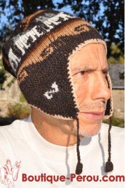 Bonnet péruvien homme marron beige