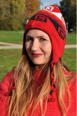 Bonnet péruvien reversible en laine d'alpaga