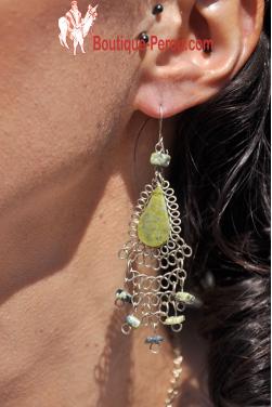 Boucles d'oreilles en pierre serpentine Kantuta.