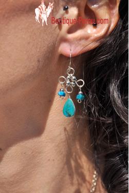 Boucles d'oreilles en pierre turquoise.