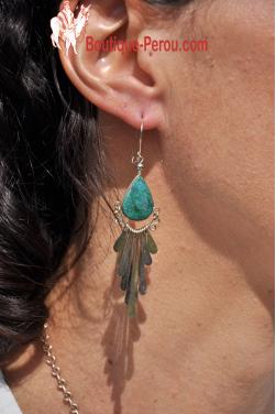 Boucles d'oreilles Tikca - en pierre  turquoise