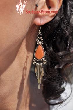 Boucles d'oreilles Inti - jaspe rouge.