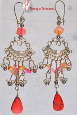 Boucles d'oreilles en jaspe rouge Kantuta 