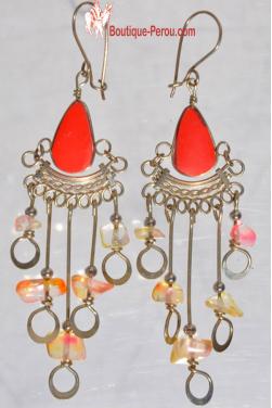 Boucles d'oreilles pierre jaspe rouge Chaska.