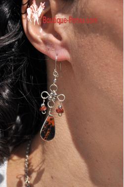 Boucles d'oreilles en pierre oeil de tigre.