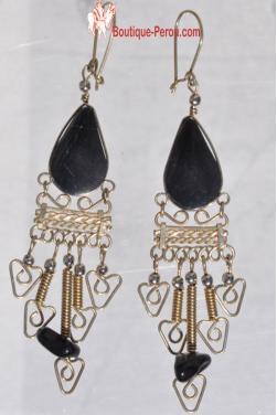 Boucles d'oreilles Quilla en onyx du peru