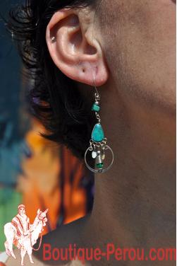 Boucles d'oreilles Tikca - en pierre turquoise.