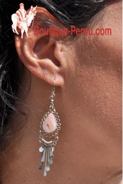 Boucles d'oreilles  en quartz rose - Kuntur