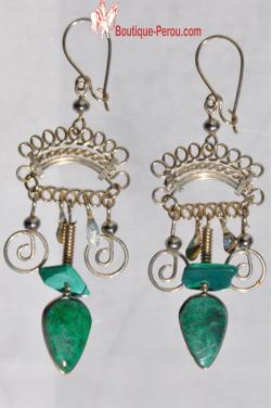 Boucles d'oreilles turquoise pierre semi precieuse - Chaska.