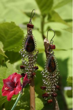 Boucles d'oreilles en pierre Oeil de tigre Kantuta 