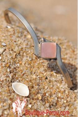 Bracelet avec pierre, quartz rose.