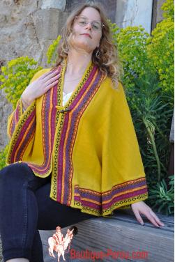 Poncho alpaga Inti jaune soleil