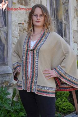 Poncho femme  beige.
