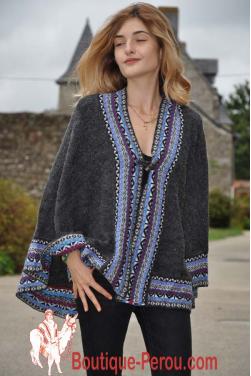 Poncho court gris anthracite