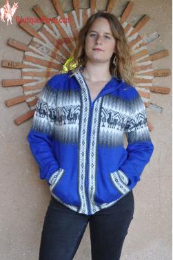 Veste pour femme en alpaga bleu indigo