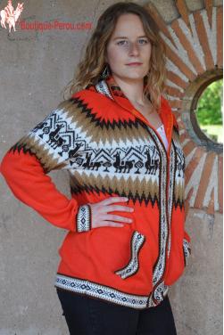 Veste mandarine pour femme en laine d'alpaga.