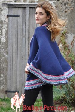 Poncho femme azul marino